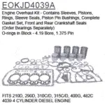 EOKJD4039A JOHN DEERE ENGINE OVERHAUL KIT. NEW, NON-OEM.