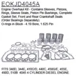 EOKJD4045A JOHN DEERE ENGINE OVERHAUL KIT. NEW, NON-OEM.