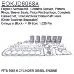 EOKJD6068A JOHN DEERE ENGINE OVERHAUL KIT. NEW, NON-OEM.