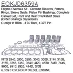 EOKJD6359A JOHN DEERE ENGINE OVERHAUL KIT. NEW, NON-OEM.