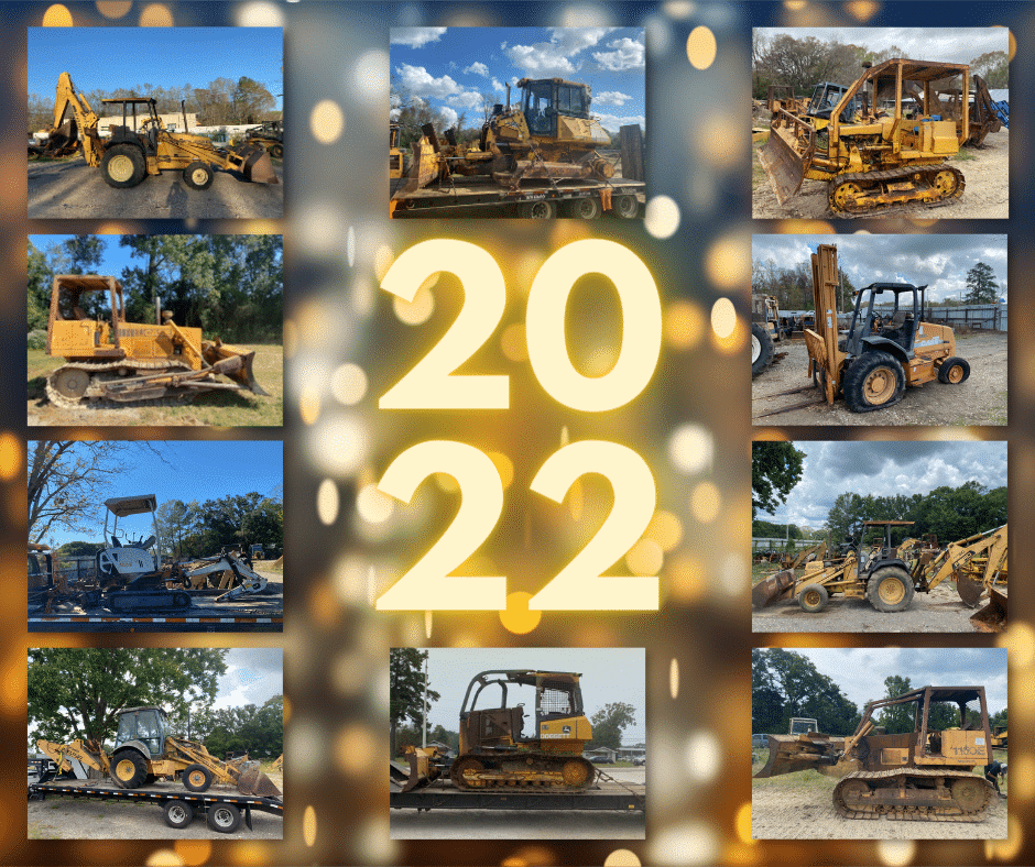 10 salvage construction machines with 2022 in the middle