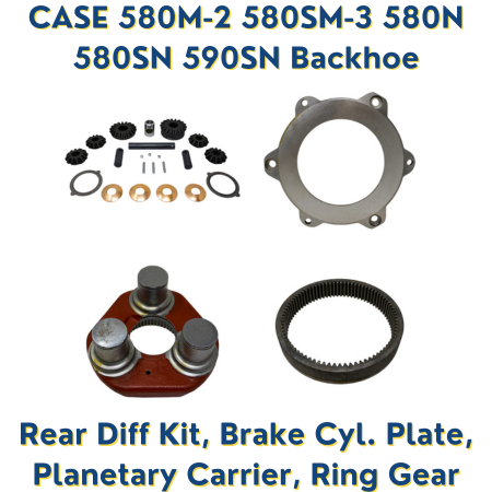 case backhoe rear diff kit brake plate planetary carrier and ring gear